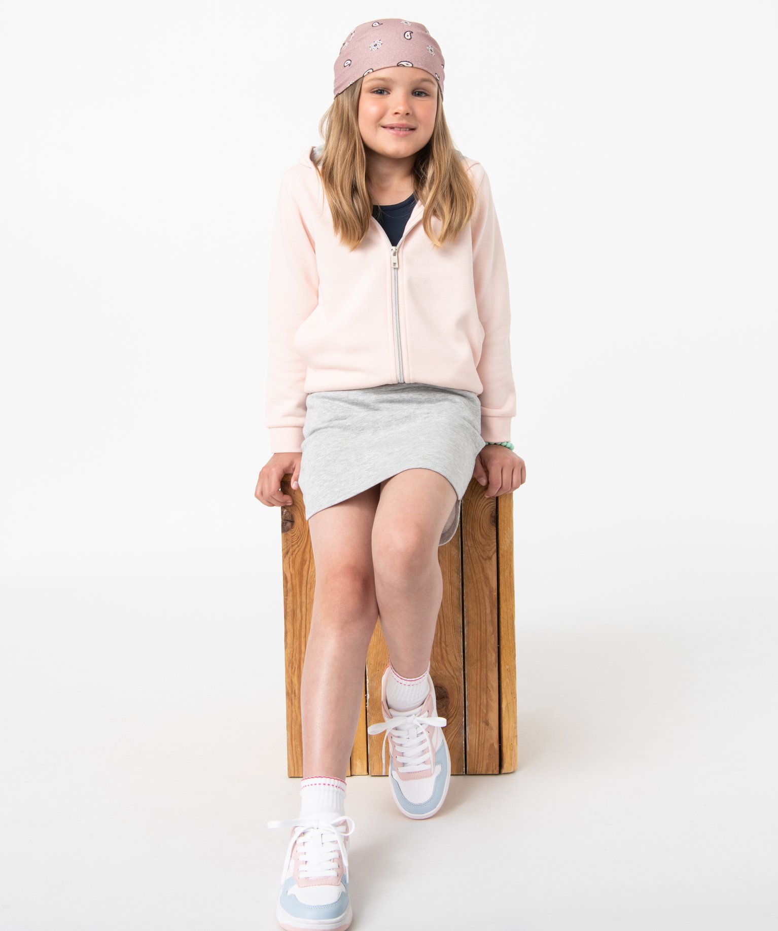 Jupe fille courte en maille jogging gris | GEMO
