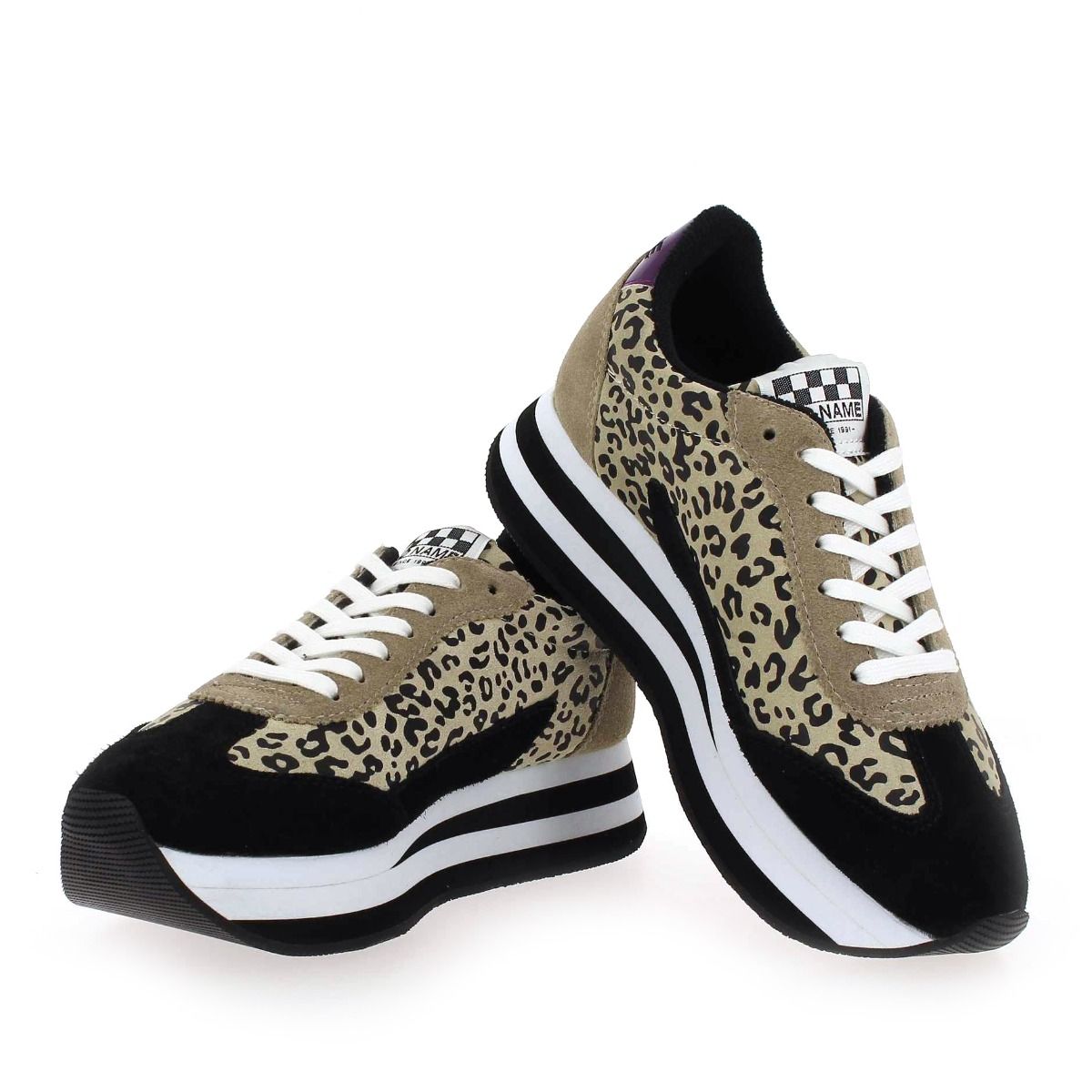 No Name  FLEX M JOGGER SUEDE LEO - Noir Beige