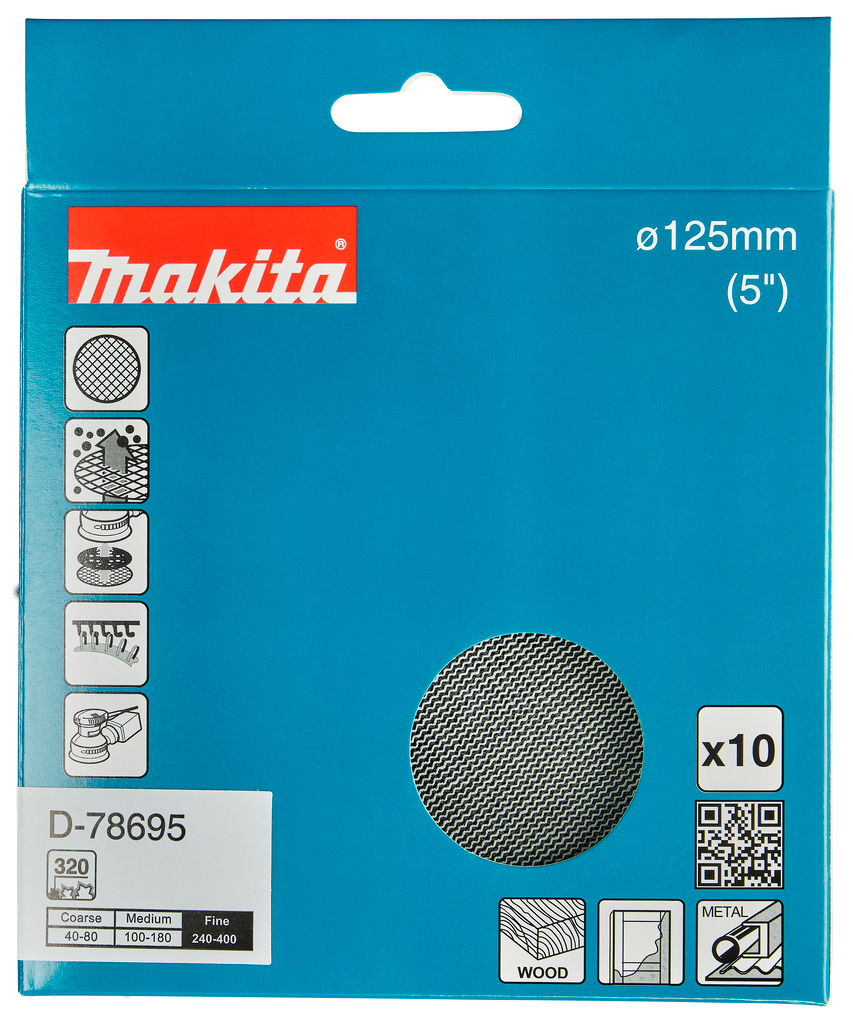 Makita Accessories D-78695 Δίσκος λείανσης με πλέγμα 125mm A320 με velcro
