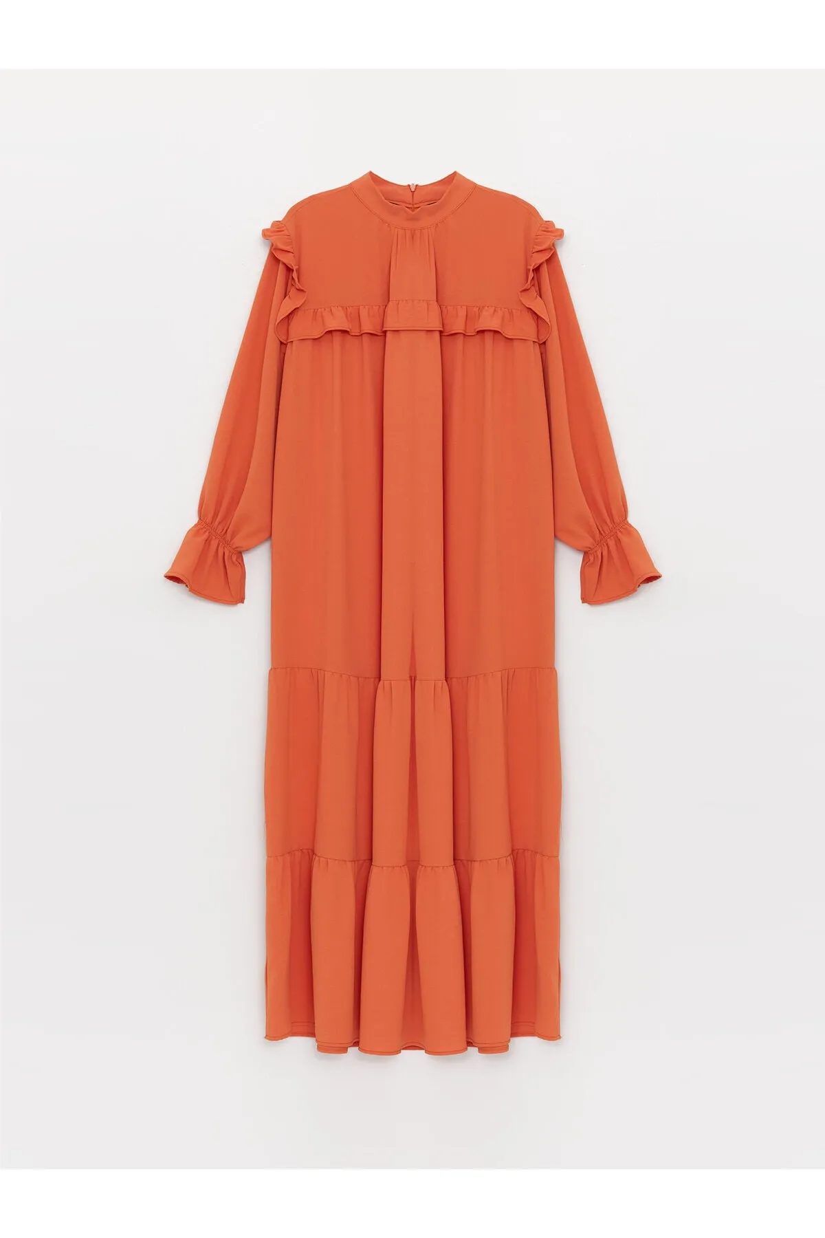 LC Waikiki  Gerades, langärmliges Oversize-Damenkleid mit hohem Kragen