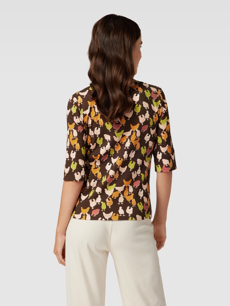 T-Shirt mit 1/2-Arm in schokobraun