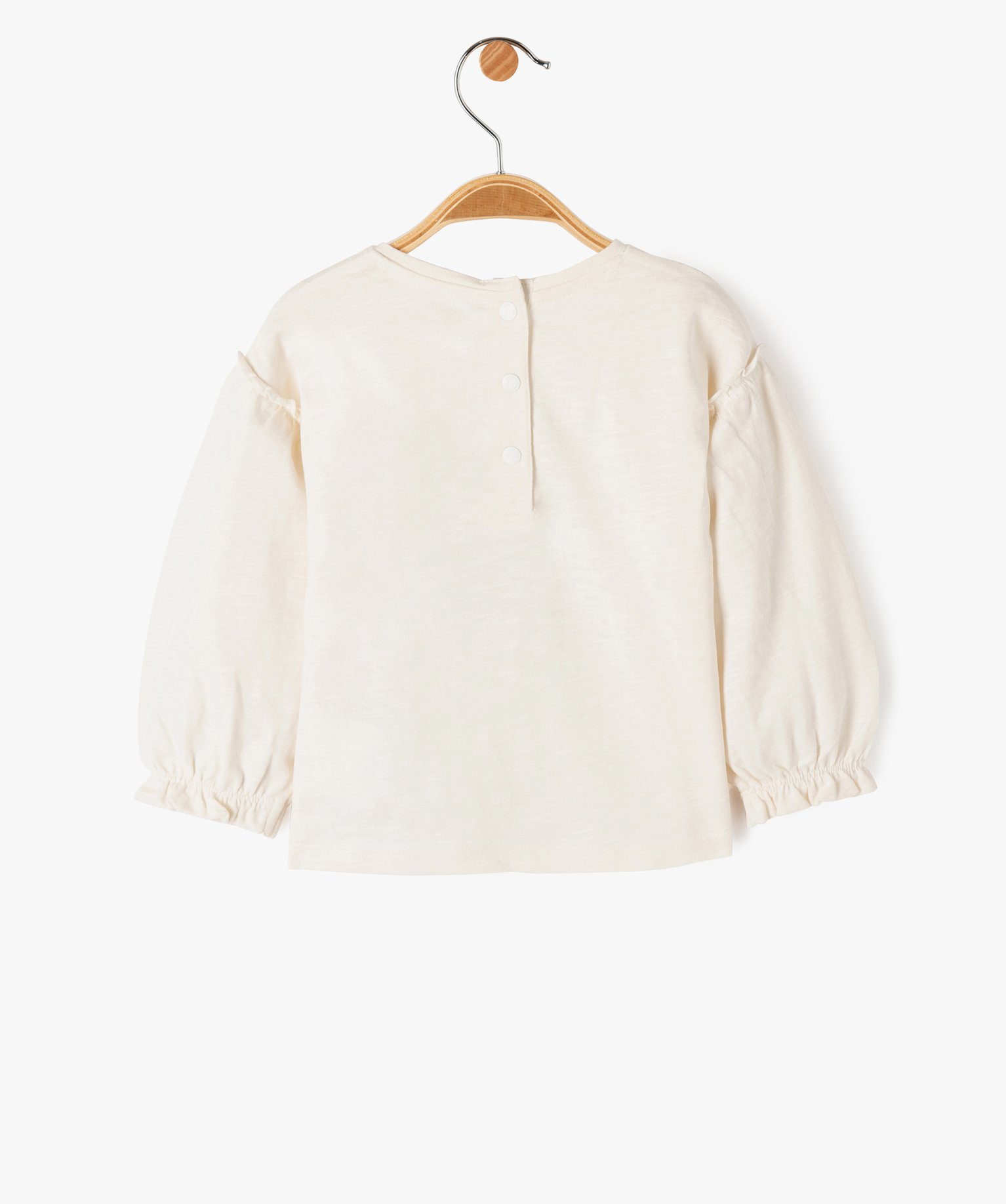 Tee-shirt bébé fille à manches longues fantaisie et brode... ecru | GEMO