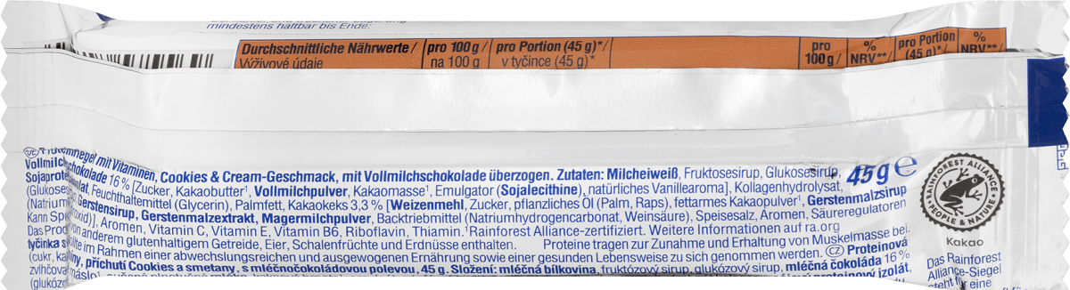 Proteinriegel 33%, Cookies & Cream Geschmack, 45 g