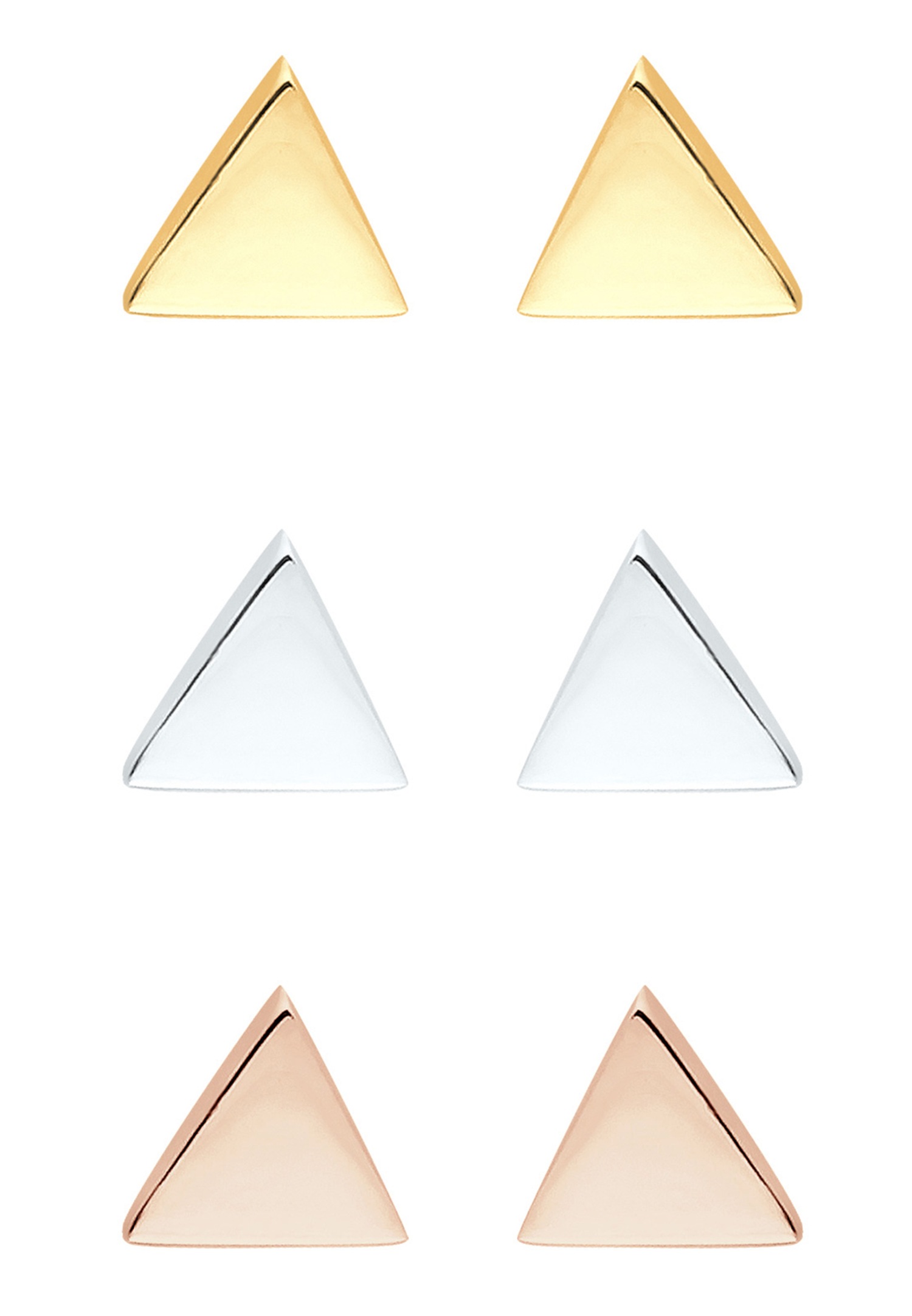 Set di orecchini da donna Elli Triangles in tre colori (925/1000) Argento