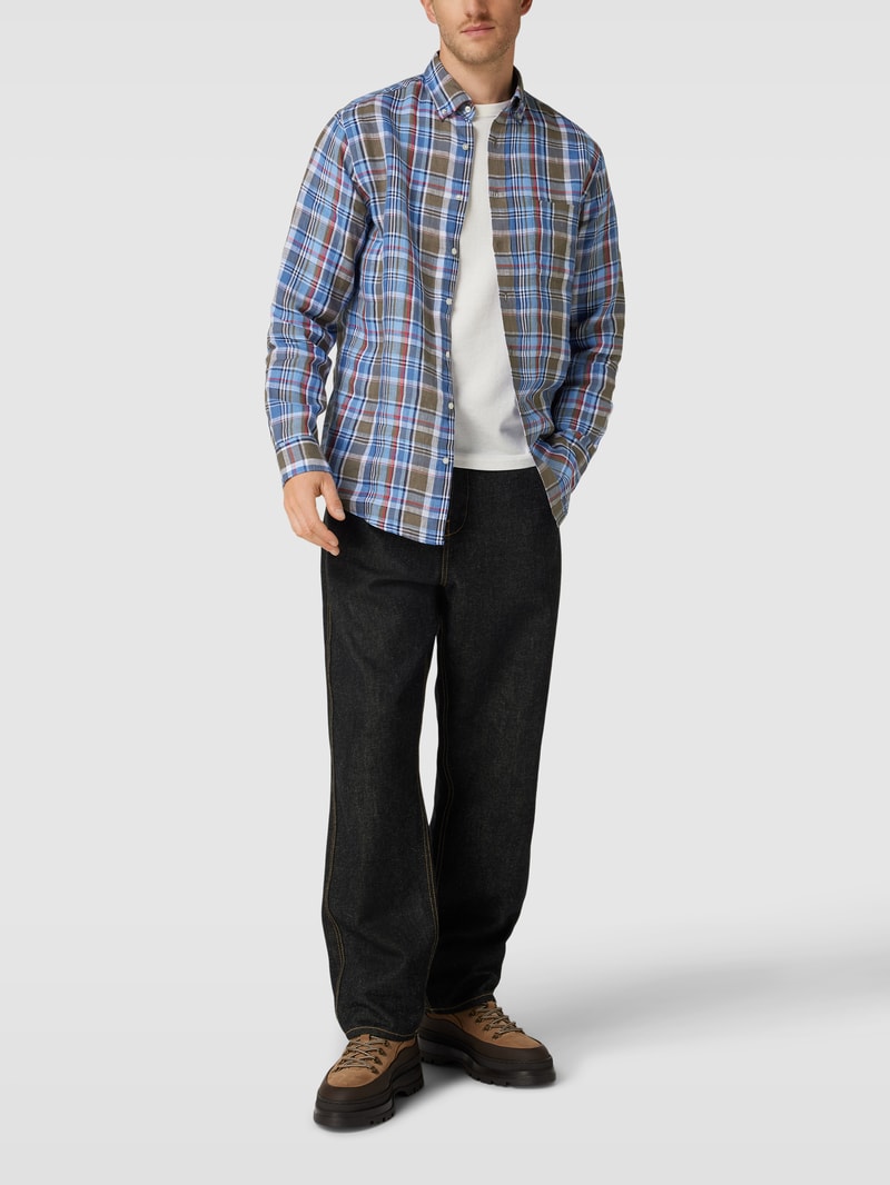 Leinenhemd mit Button-Down-Kragen in khaki