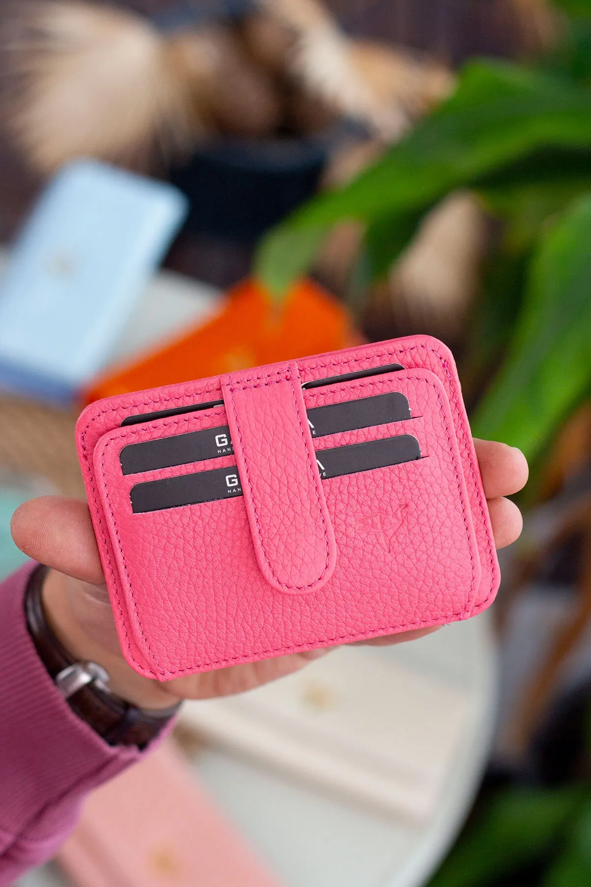 Garbalia  Shelby Unisex-Geldbörse mit Kartenetui aus echtem Leder in Rosa