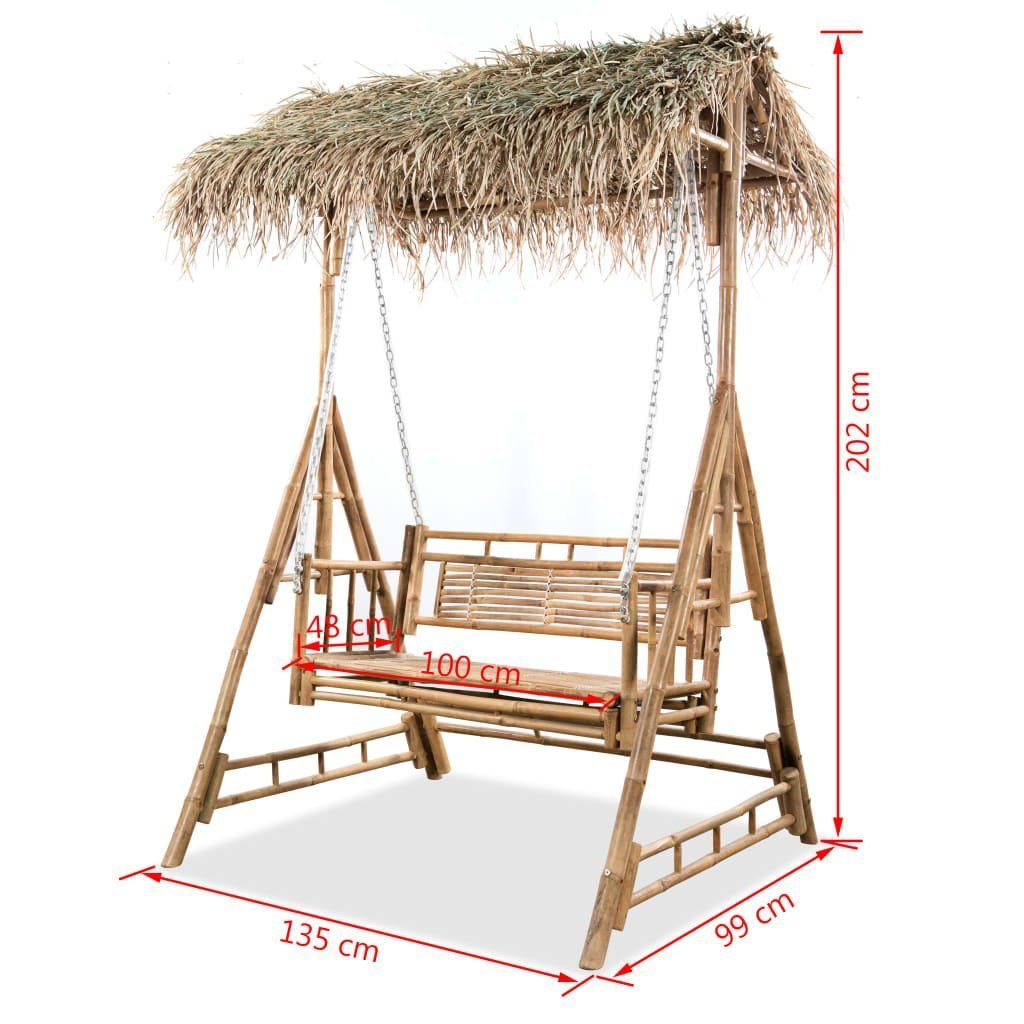 vidaXL Hollywoodschaukel 2-Sitzer-Schaukelbank mit Palmblättern Bambus 202 cm, 1 tlg.