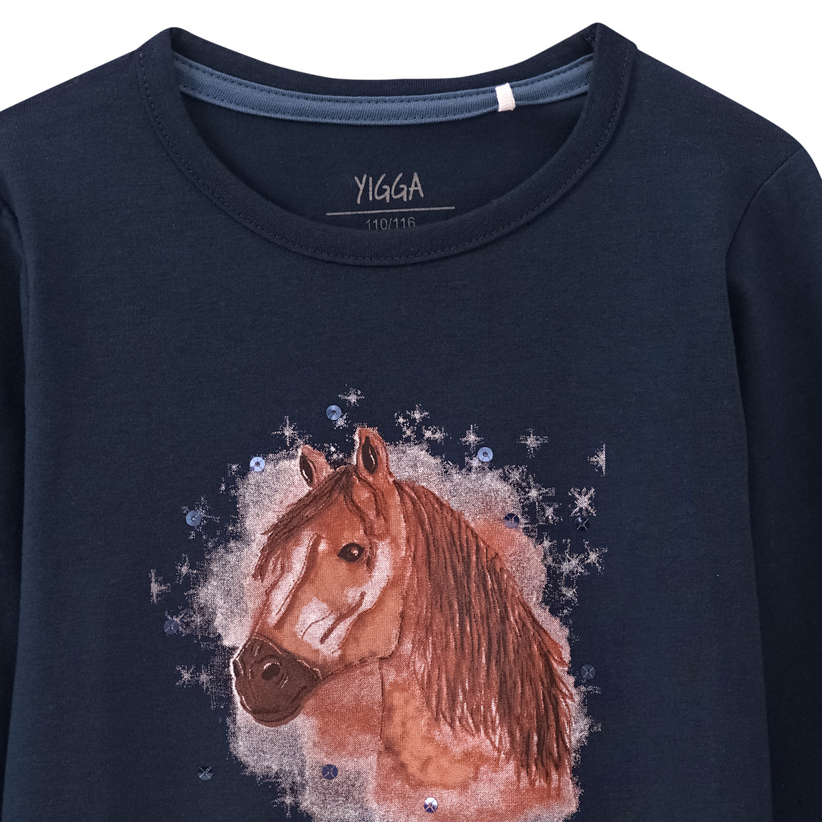 Mädchen Langarmshirt mit Pferde-Print