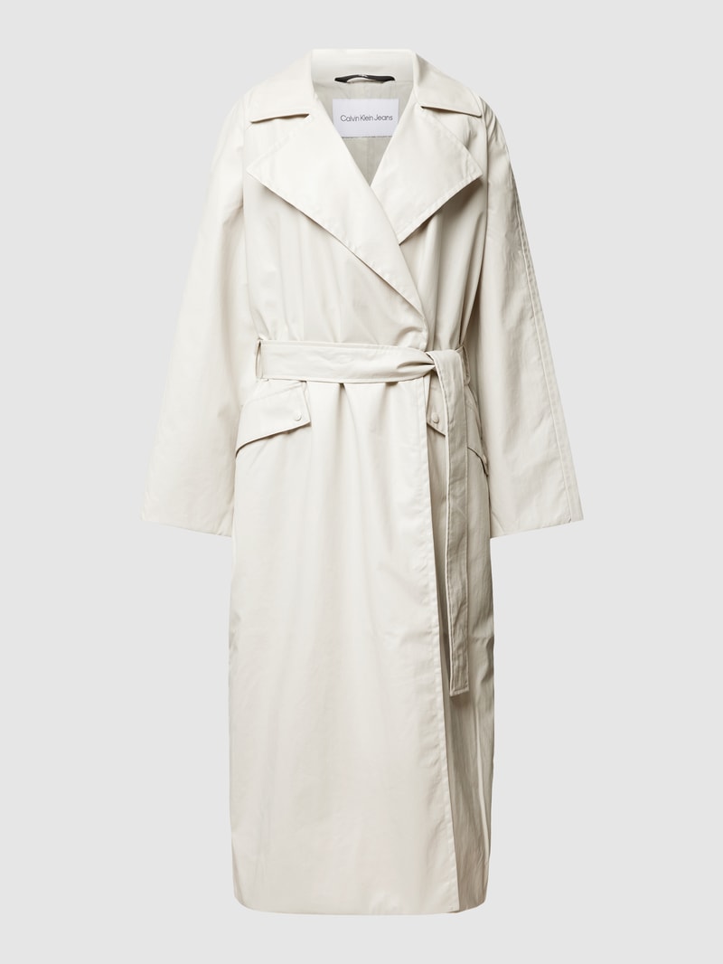 Trenchcoat mit Bindegürtel Modell 'GLOSSY' in beige