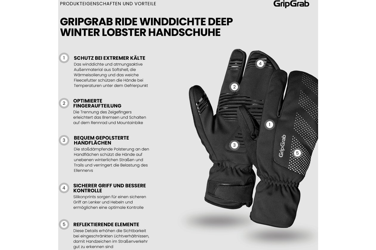 GRIPGRAB Ride Windproof Deep Winter Lobster Langfinger Handschuhe - 2023