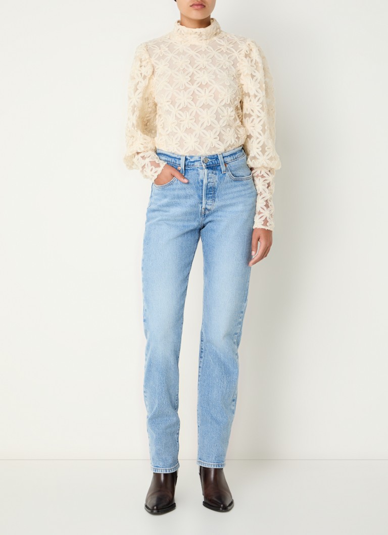 MUNTHE Thiki semi-transparent top with puff sleeves
