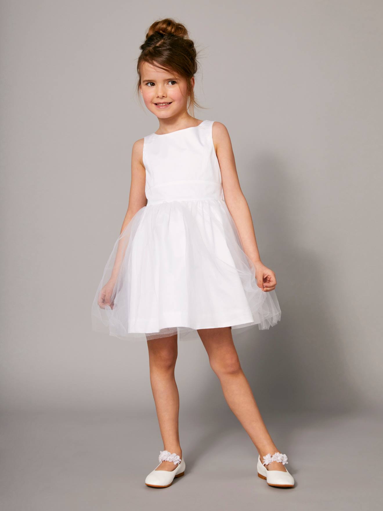 Robe de cérémonie fille en satin et tulle bleu ciel