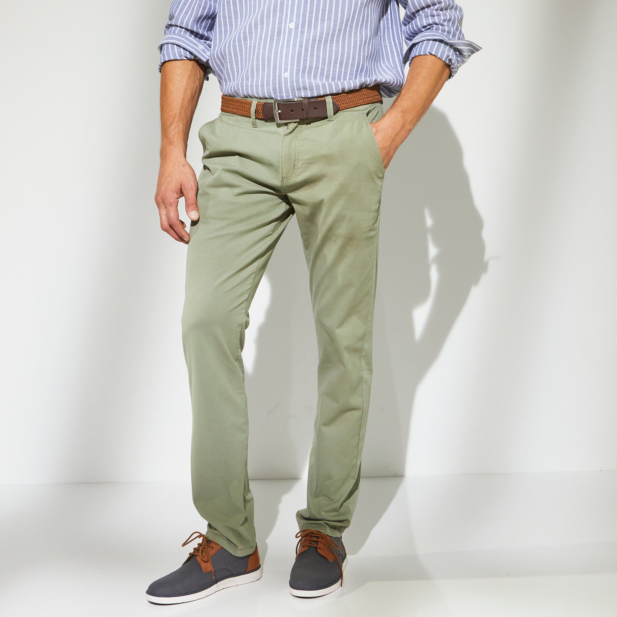 Pantalon chino uni sergé stretch grand confort