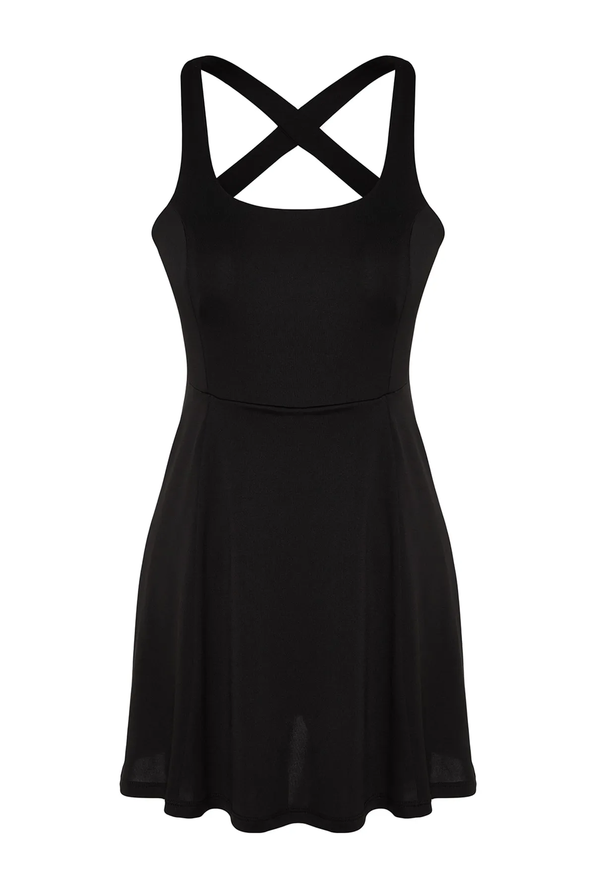 Trendyol Collection  Schwarzes 2-lagiges Tennis-Sportkleid aus Scuba/Taucherstrick mit Shorts innen THMSS23EL00006