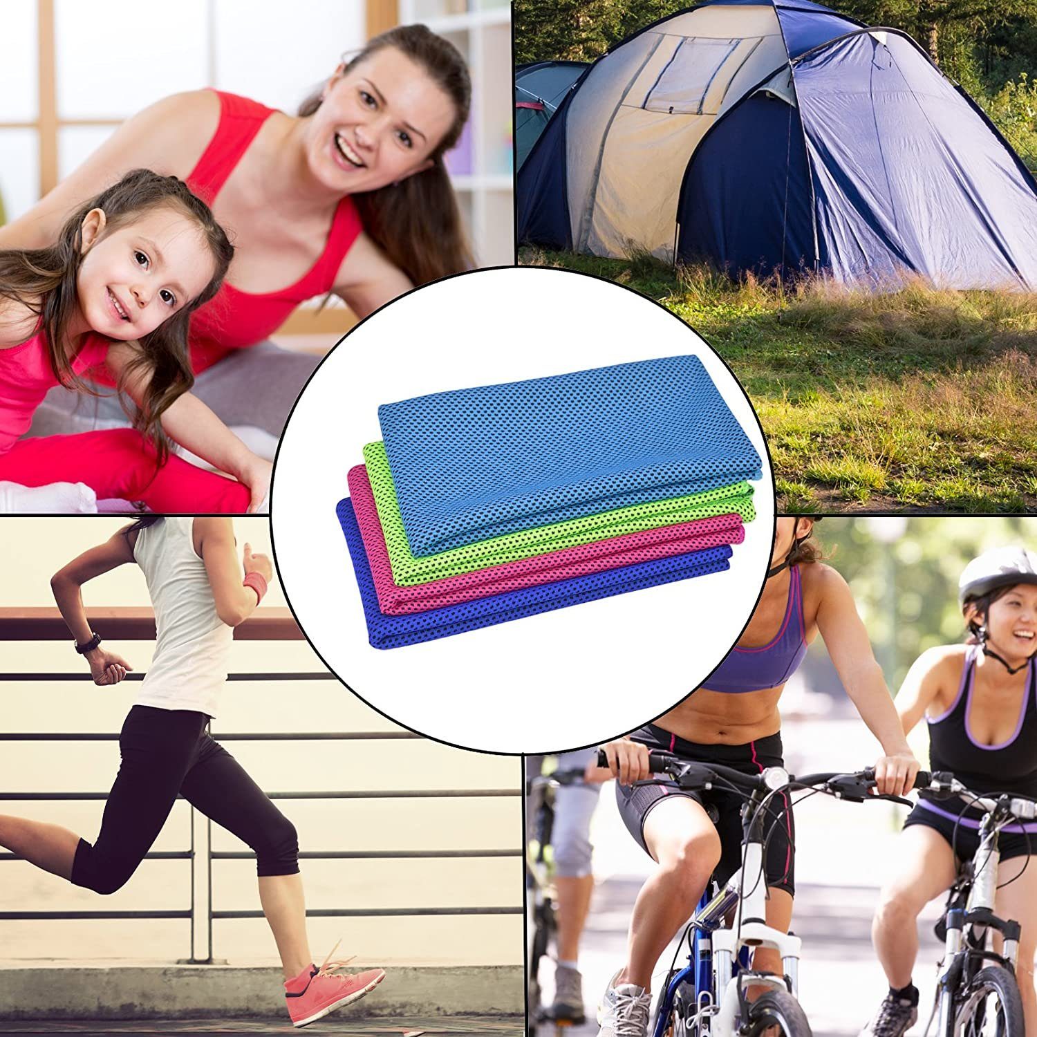 FeelGlad Sporthandtuch Handtuch-Set, kühlende Soforthandtücher, (4-St)