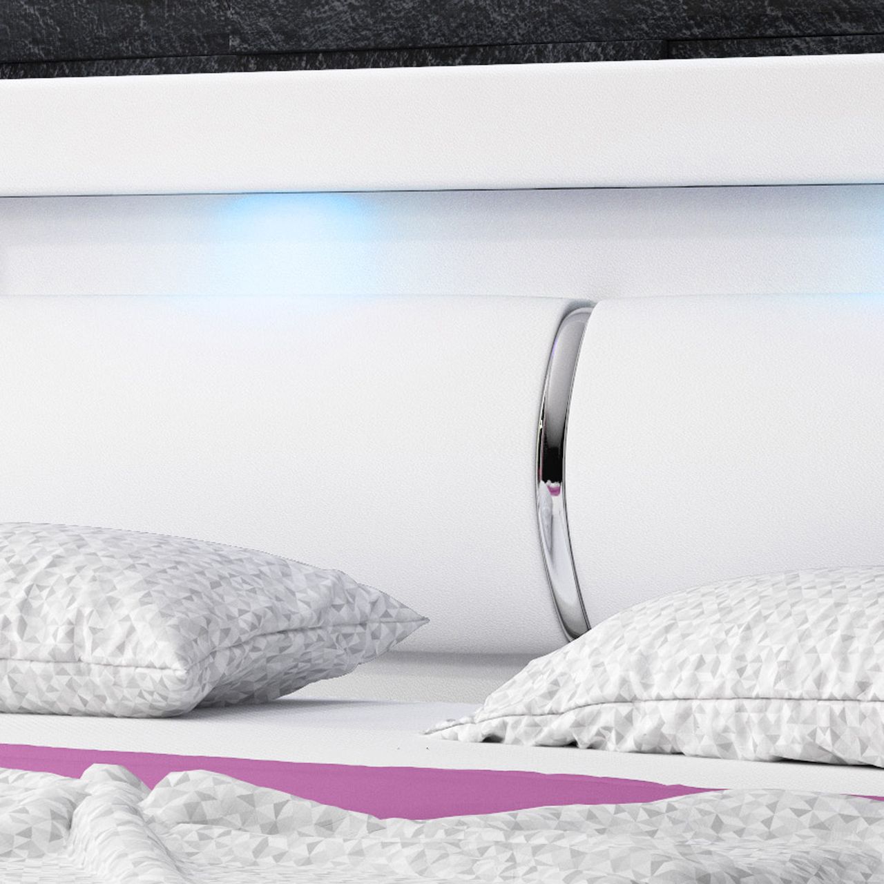 IHG Boxspringbett MILANO 180x200 Kunstleder Weiss TYP 6 mit integriertem Topper