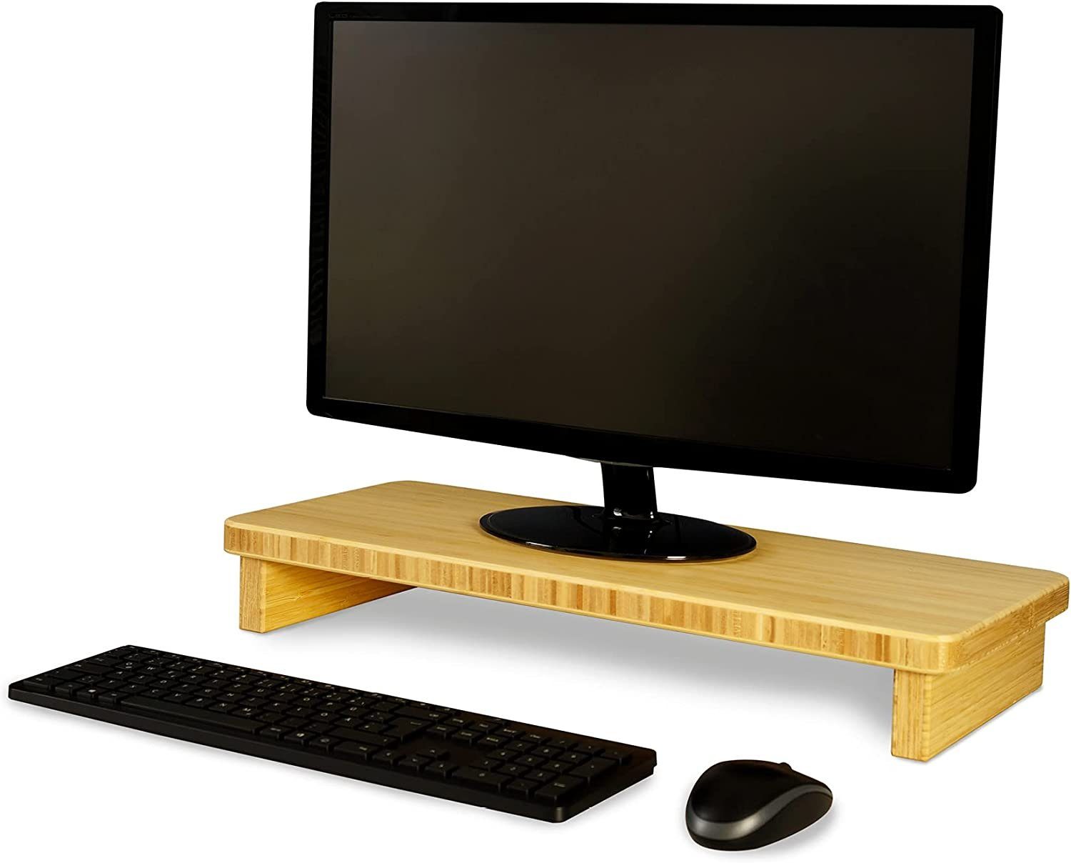 Ergotopia Schrankaufsatz Bambus Echtholz Monitorständer Monitorerhöhung Schreibtischaufsatz Monitoraufsatz Bildschirm Aufsatz Ständer PC Tisch Regal TV Monitor Erhöhung, Bambus Echtholz - nachhaltiges & umweltfreundliches Naturmaterial