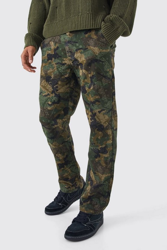 Camouflage Cargo-Hose mit geradem Bein