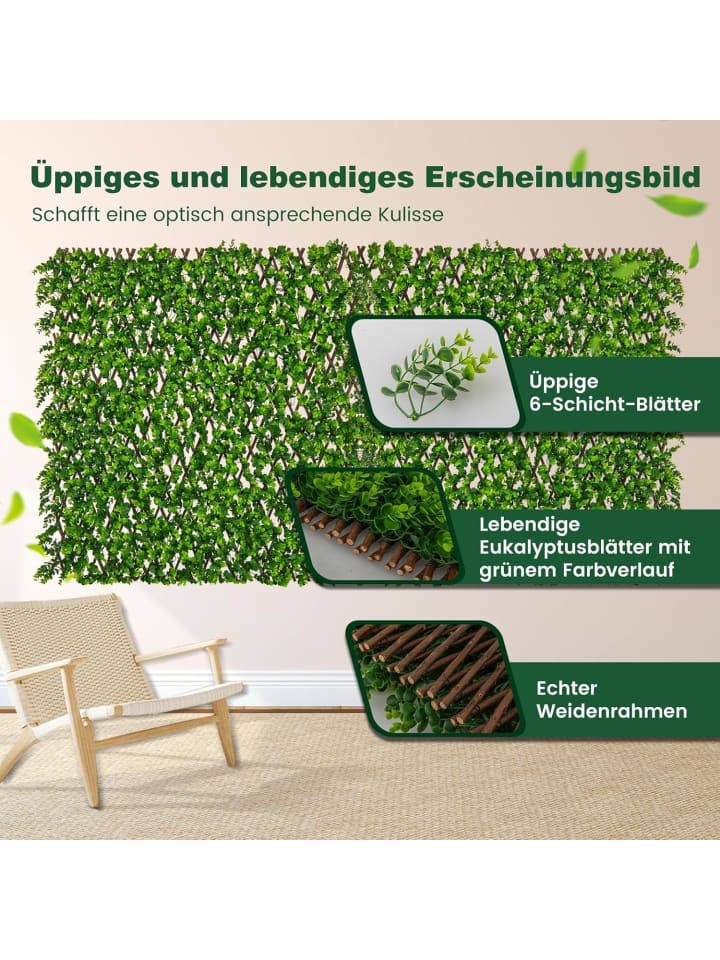 COSTWAY Künstliche Pflanzenwand Sichtschutz 180x90cm in Grün günstig kaufen onesize
