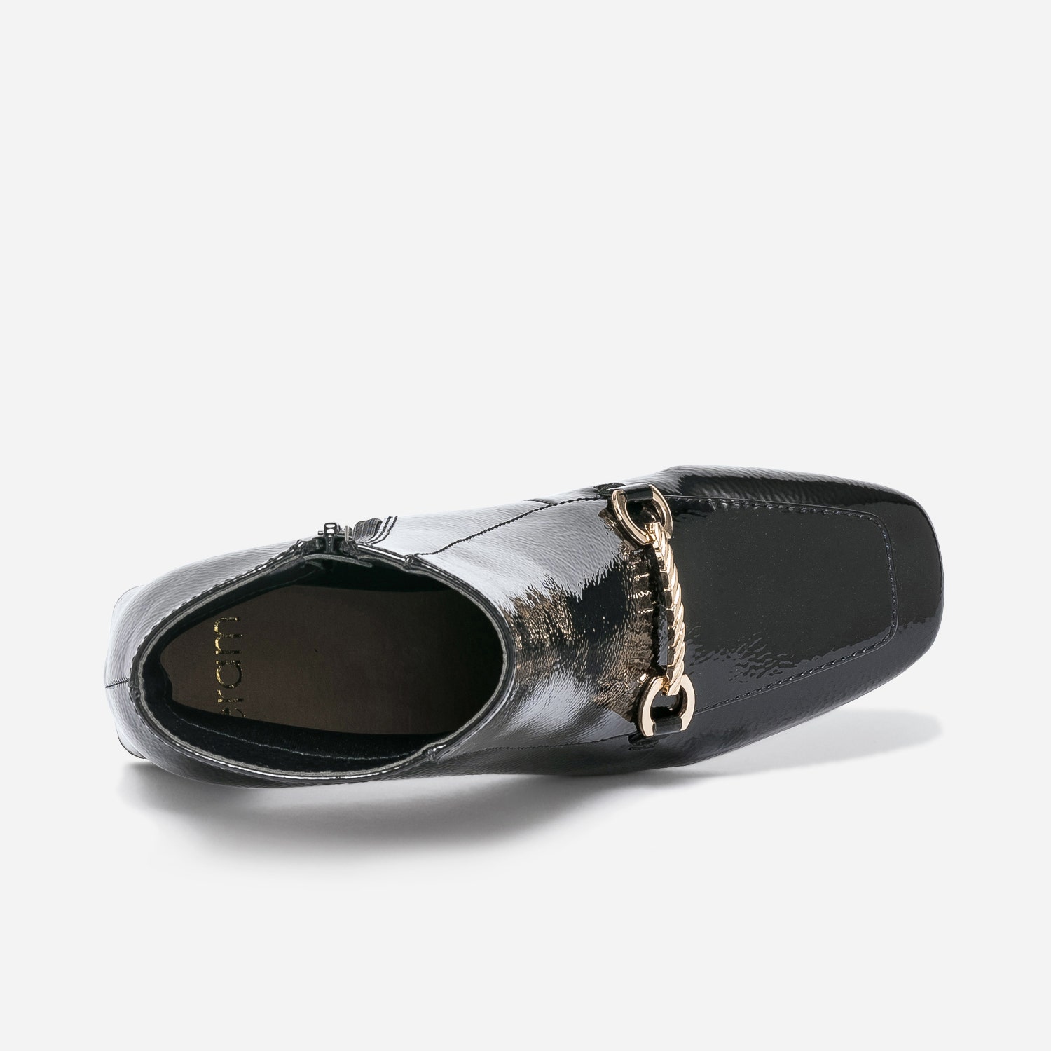 Boots noir verni avec mors doré