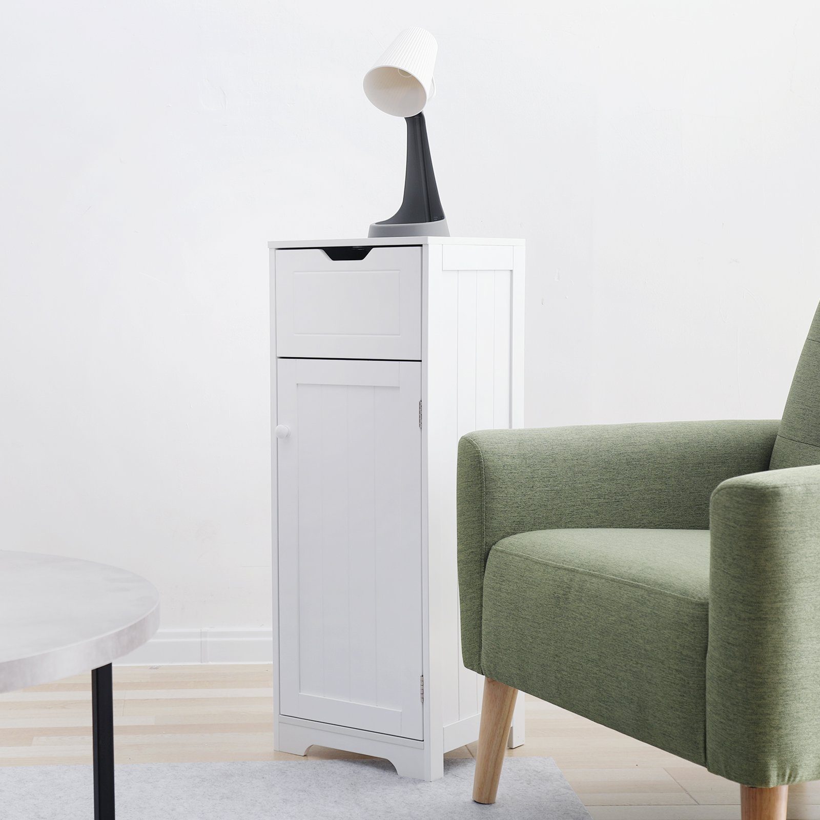 Mondeer Badkommode Badezimmerschrank, Badschrank, 87x32x30cm, weiß