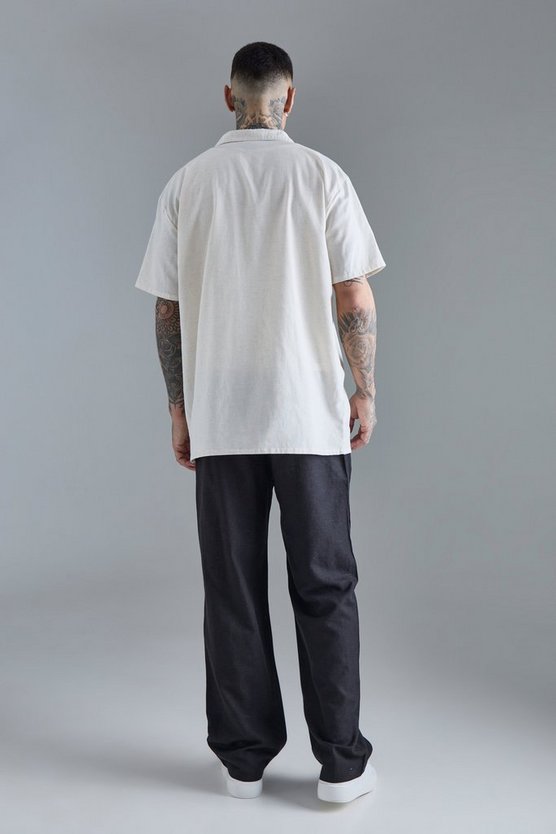 Tall lockere Leinen-Hose mit elastischem Bund