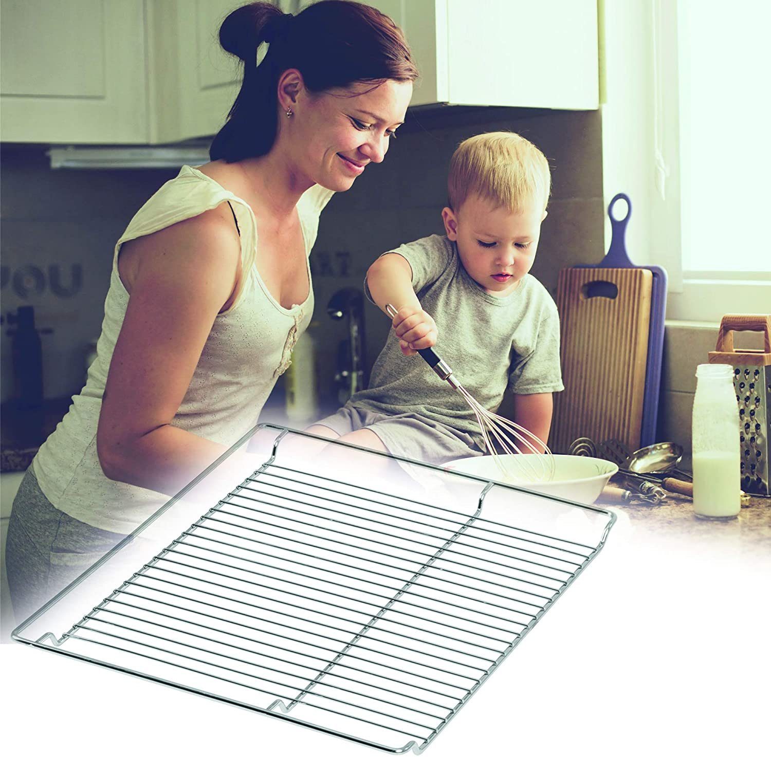 ICQN Backofenrost 465 x 375 mm Gitter, Stahl, (1-St), Passend für Bosch, Siemens, Neff, Constructa, Beko, Samsung, Teka