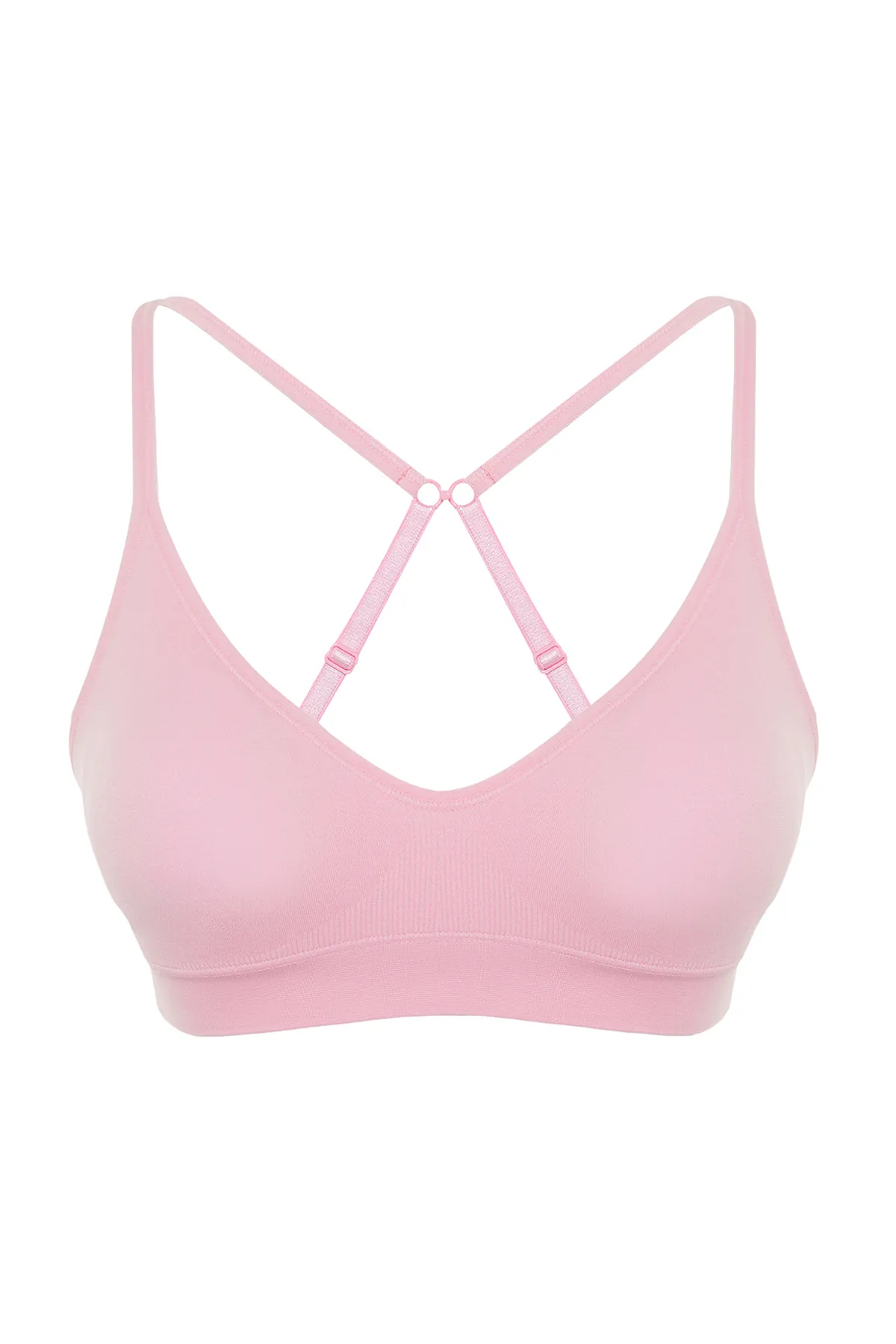 Trendyol Collection  Rosa nahtloser/nahtloser Rücken mit funktionalem Seilträger, bedeckter Bralette-Strick-BH THMAW22SU0023