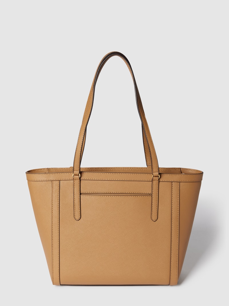 Tote Bag aus echtem Leder mit Label-Detail in sand