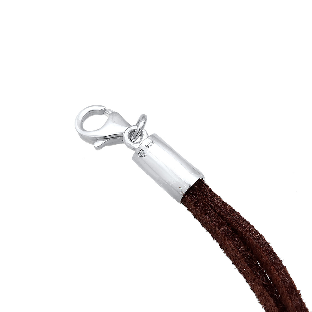 Elli Elli Collier Femmes choker cercle avec similicuir brun en argent sterling 925 collier