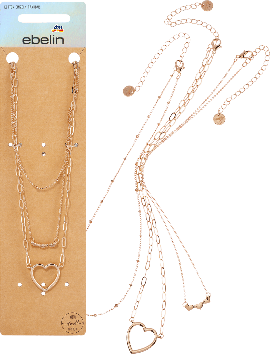 Halsketten Herz Gold-Optik, 3 St