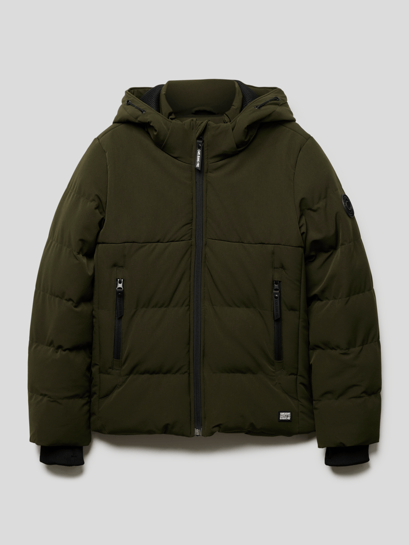 Steppjacke mit abnehmbarer Kapuze Modell 'Eltham' in olivgrün