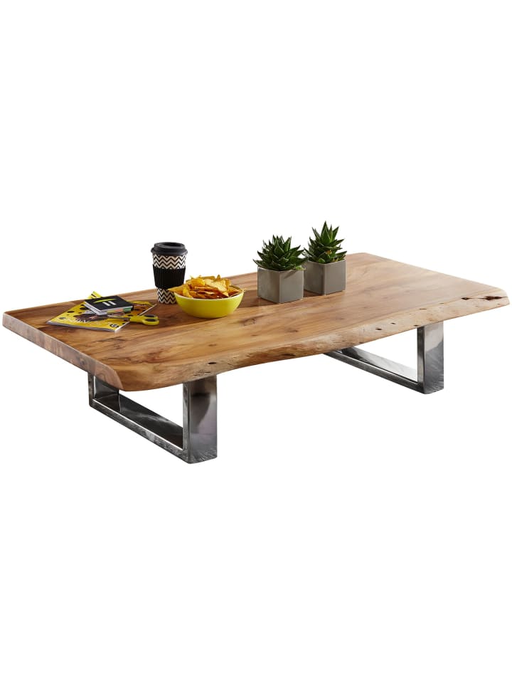 KADIMA DESIGN Massiver Akazienholz Couchtisch, Landhausstil, stabile Metallbeine günstig kaufen onesize
