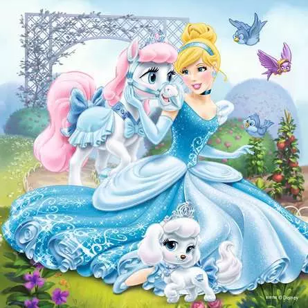 Kinderpuzzle ab 5 Jahren - Palace Pets - Belle, Cinderella und Rapunzel - 49 Teile