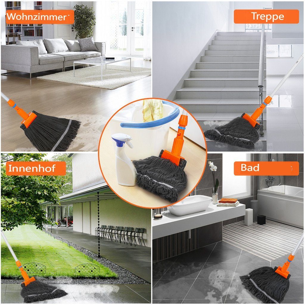 MECO Wischmopp, Teleskop Wischmop, Bodenwischer Baumwolle Mikrofaser, bis zu 170cm