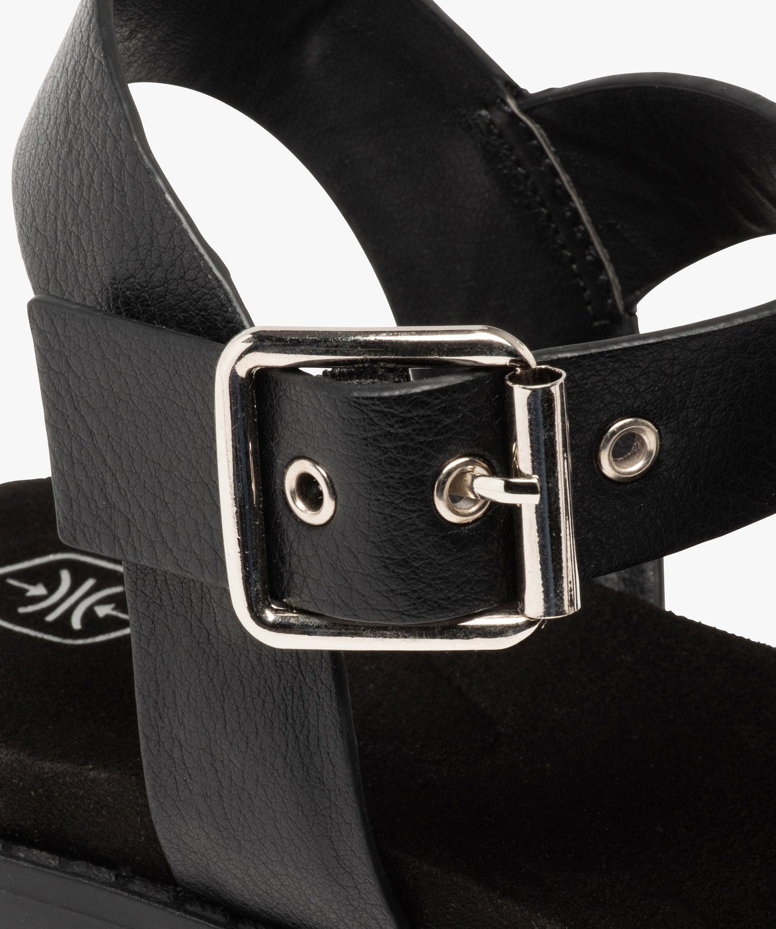 Sandales femme unies à semelle crantée style rock noir | GEMO