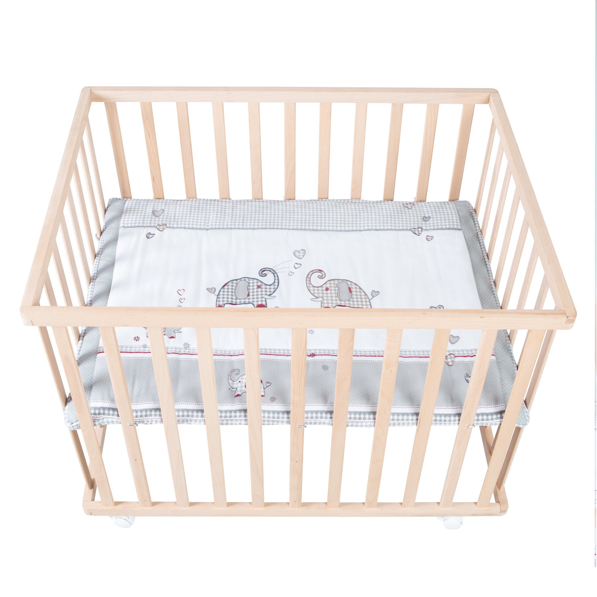 roba® Laufgitter Jumbo twins grau, 4-eckig, Laufstall, inkl. Schutzeinlage & Rollen, höhenverstellbar