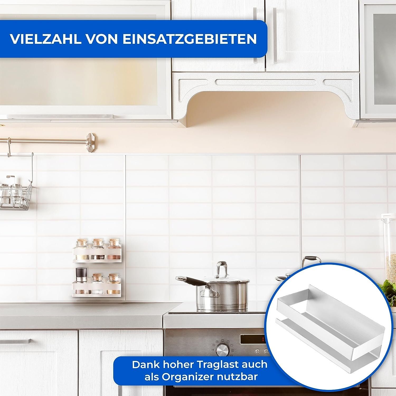 LIEBHEIM Duschablage Duschkorb Badregal ohne Bohren - TESA Montage Aluminium/Edelstahl