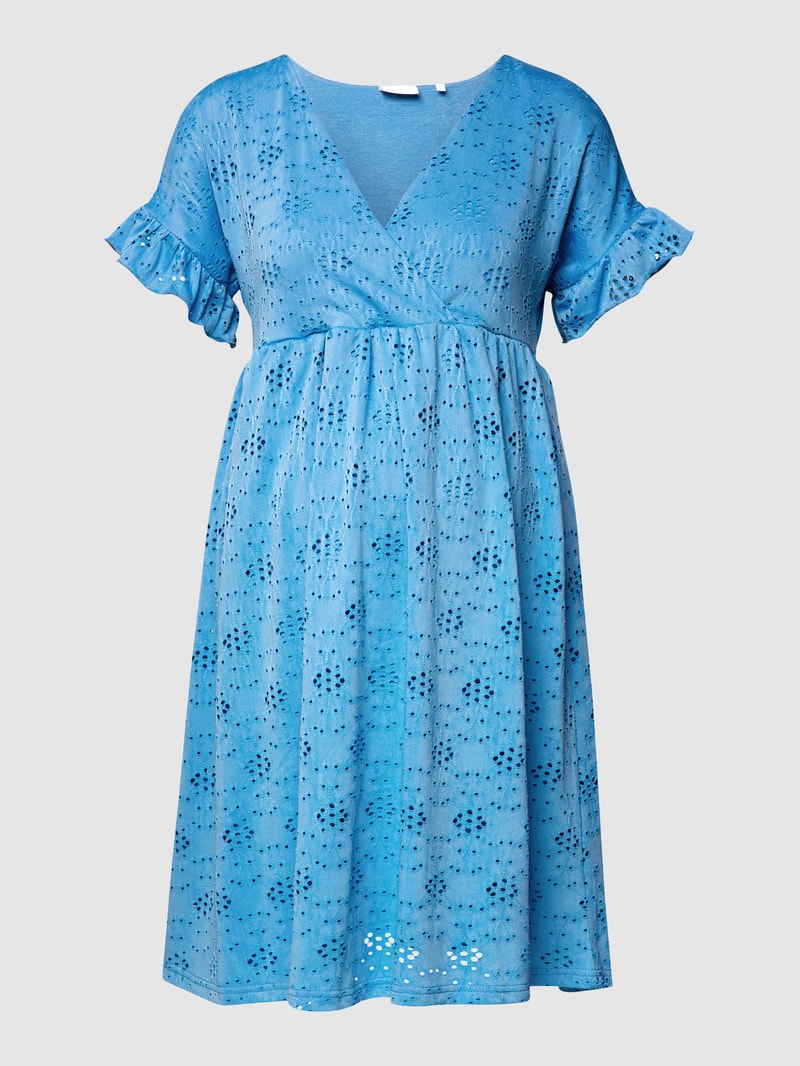 Umstands-Minikleid mit Lochstickerei in ozean blau