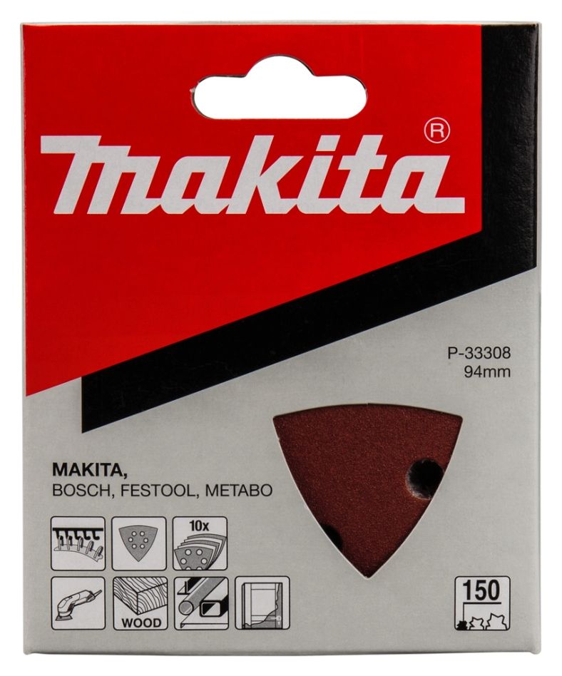 Makita pribor P-33308 brusni list 94x94 mm granulacija 150 CRVENI 10 kom.
