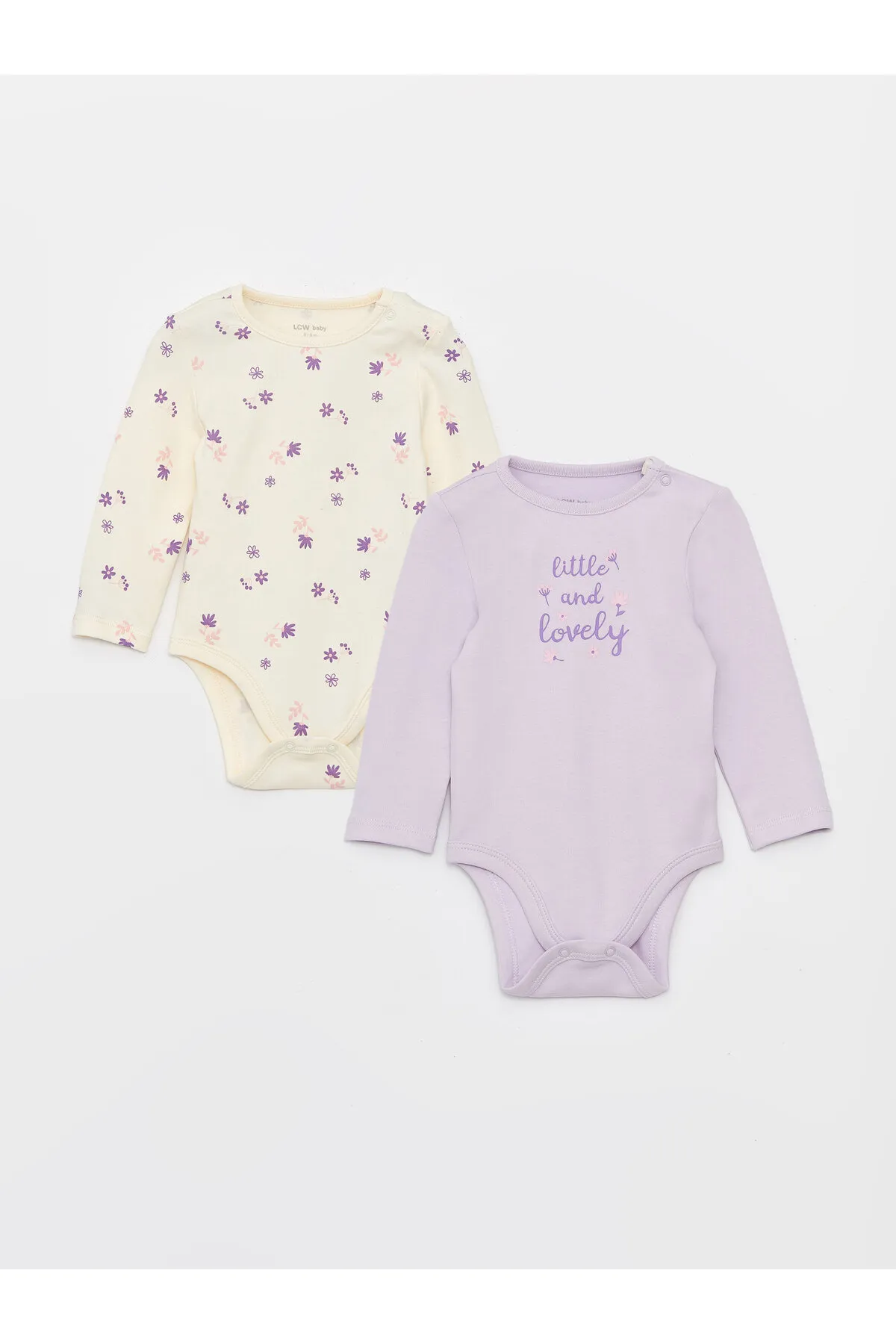 LC Waikiki  Bedruckter Baby-Body mit Rundhalsausschnitt, 2er-Pack