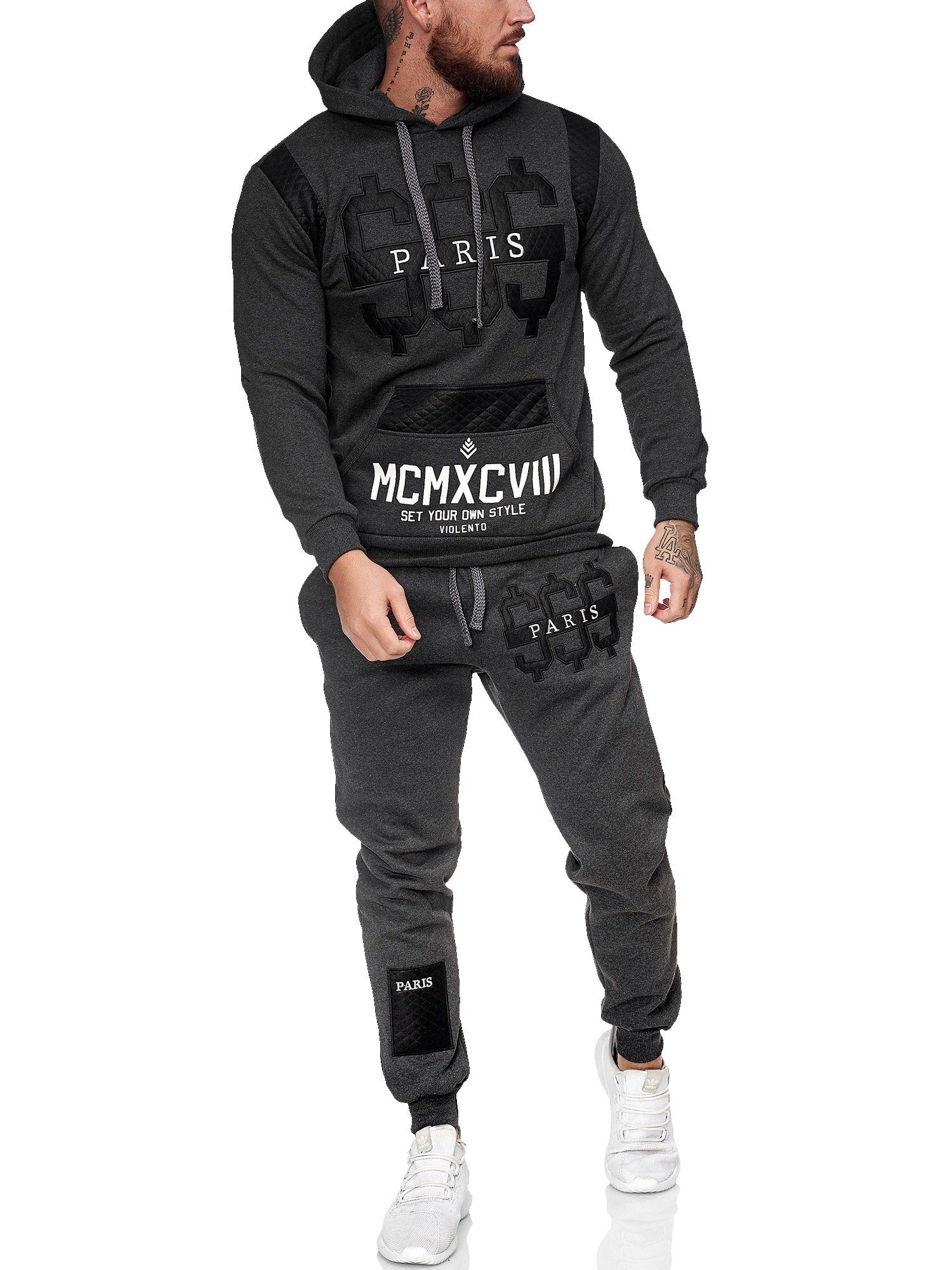 Code47 Jogginganzug Herren Jogginganzug Jacke Sport Hose Fitness Hoodie Paris (Sportanzug Trainingsanzug Fitnessanzug)