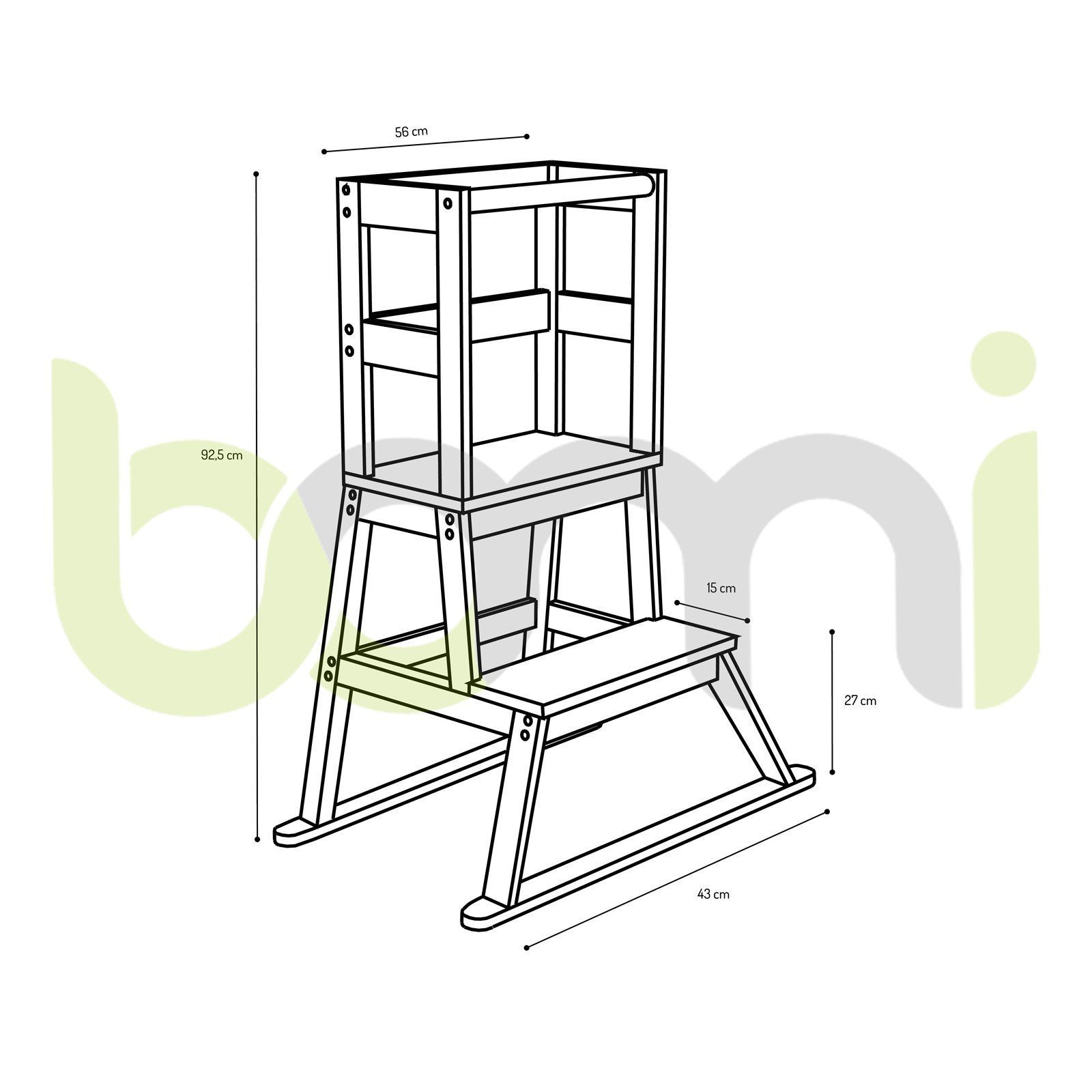 BOMI Stehhilfe Lernturm Swubi (1 St), Montessori Kinder Schemel Kinderhocker aus Holz
