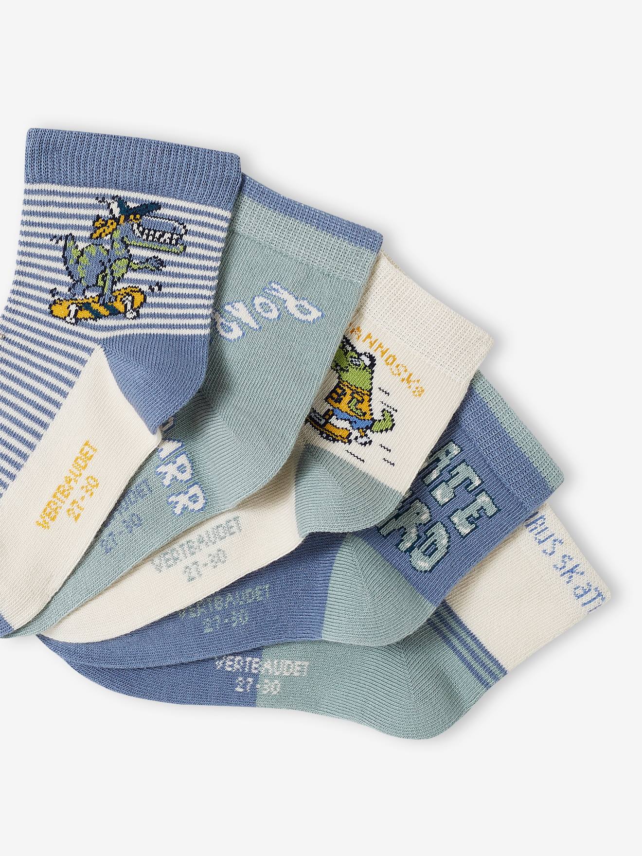 Vertbaudet 5er-Pack Jungen Socken mit Dino Oeko-Tex - aqua