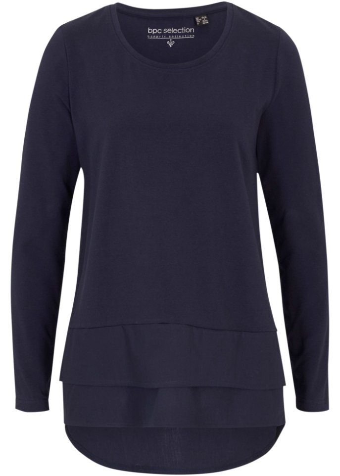 Longshirt mit Bluseneinsatz