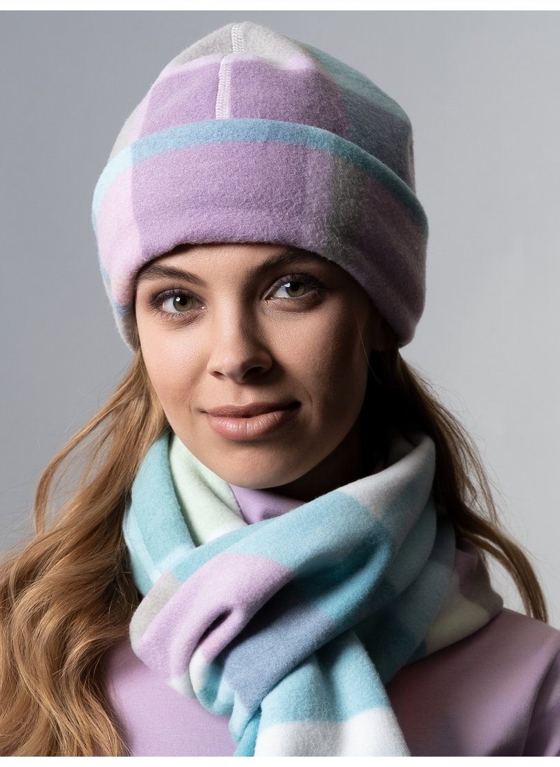Trigema Strickmütze TRIGEMA Fleece-Mütze mit Karo-Muster