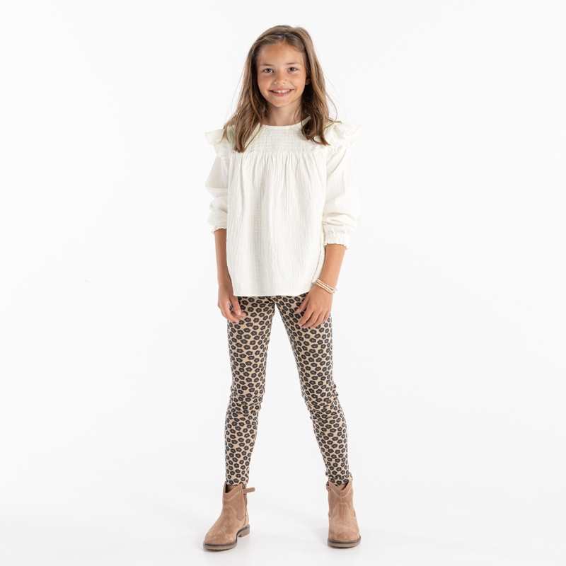 Blouse à smocks en gaze de coton blanche fille