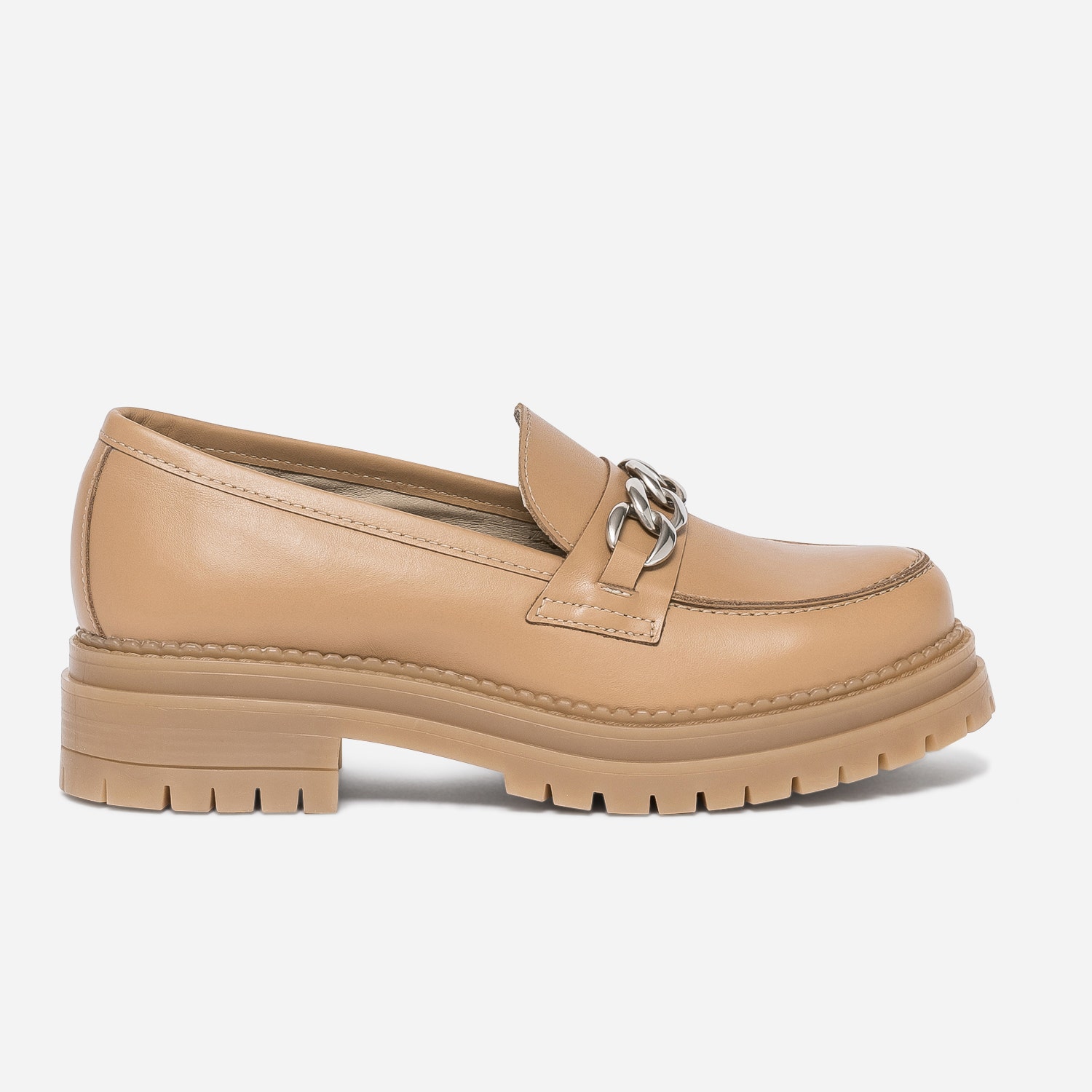 Mocassin TEXTO camel en cuir à semelle épaisse