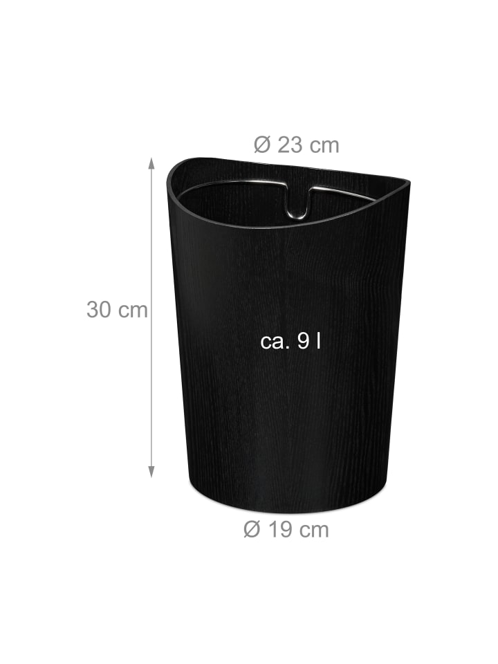 relaxdays Papierkorb in Schwarz - 9 L günstig kaufen onesize