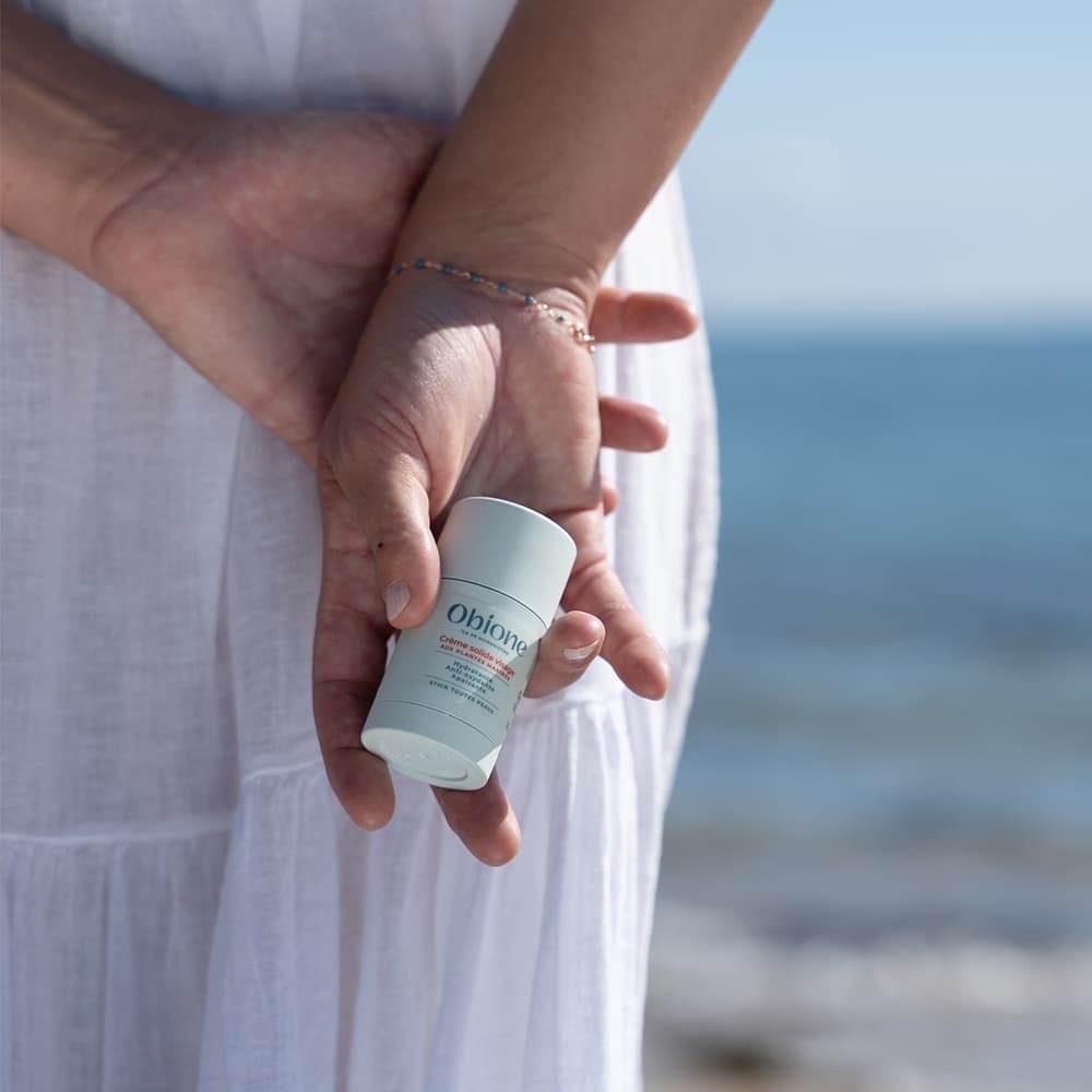obione Crème solide Visage Bio en Stick - Jouret nuit - Toutes peaux Hydratante, antioxydante, apaisante -  Extrait de plantes marines de Noirmoutier